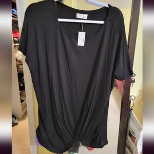 Maurices Plus Size 24/7 Flawless Black Knot Front Tee Black